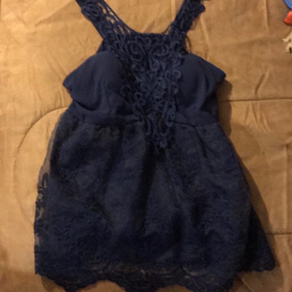 Navy lace tank